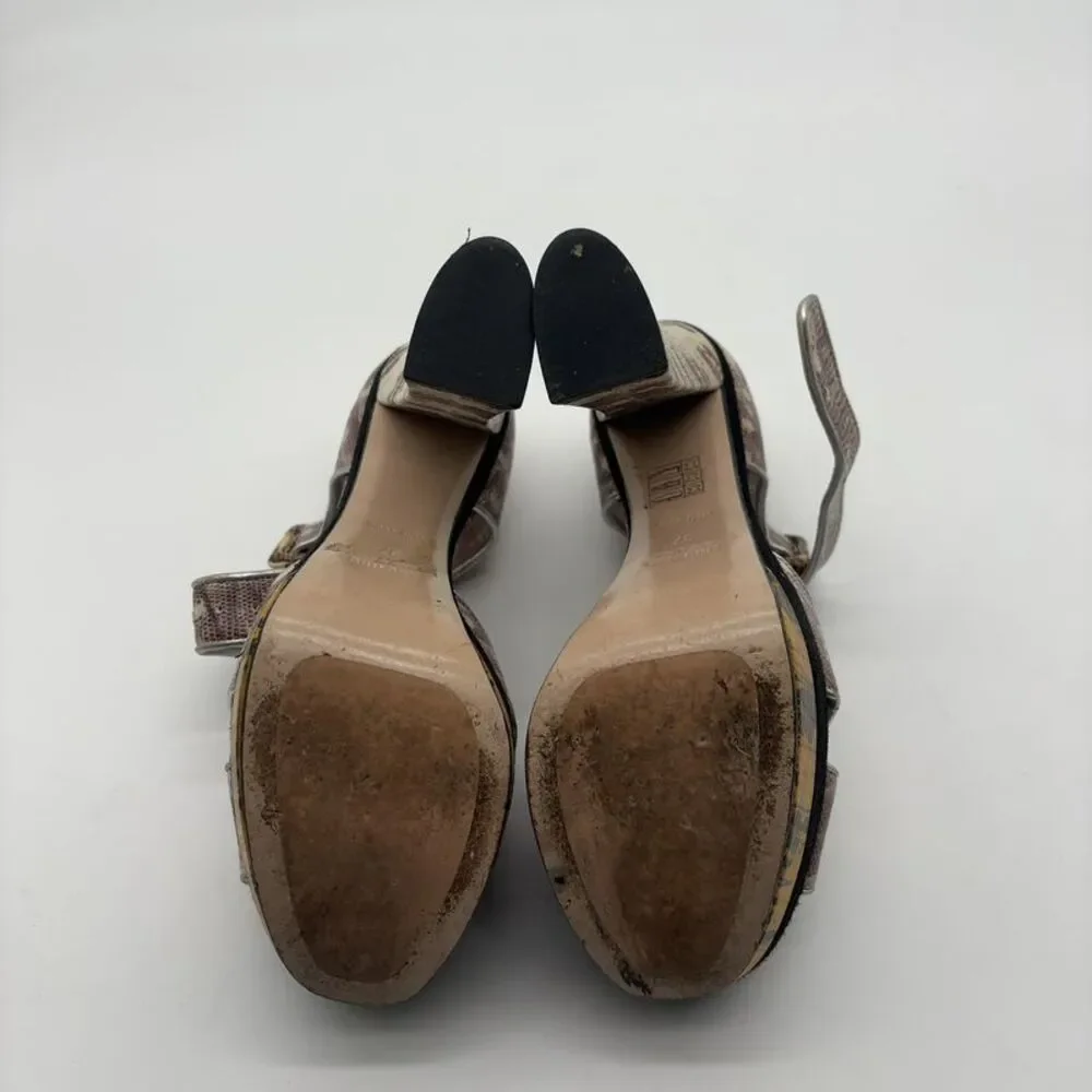 Miu Miu Lizard Embossed Platform Sandals